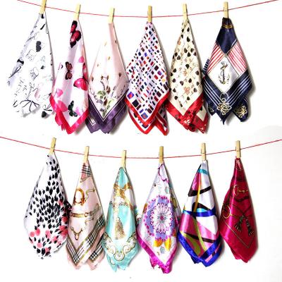 China New Korean Autumn And Winter Women's Silk Scarf Imiitation Silk Square Scarf Hot Sunshade Small Decoration for sale