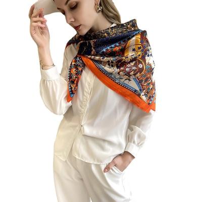 China 2021 European and American large square gift female custom silk scarf comfortable custom silk scarf of the new silk scarf for sale