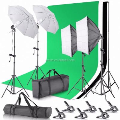 China 2.6M x 3M/8.5ft x 10ft Background Support System and Continuous Lighting Umbrellas Softbox Kit for Photo Studio LW-CLK19 for sale