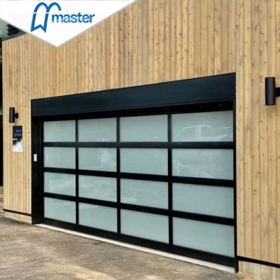 China Automatic Tempered Aluminum Glass Garage Door Prices for sale