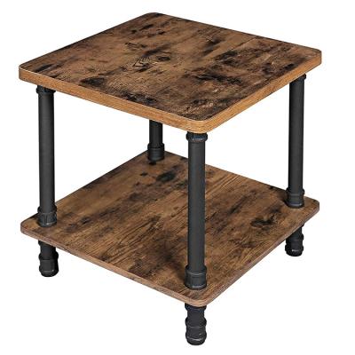 China Eco - Friendly Custom Wood Coffee Tables Furniture Industrial End Table With 2 Layers for sale