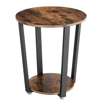 China Metal Solid Wood Side Table Round Sofa Table With Storage Rack End Table Stable And Sturdy Construction Easy Assembly for sale