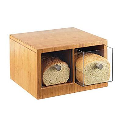 China Freshness Preservation 2 Drawer Wooden Food Storage Bread Box for sale