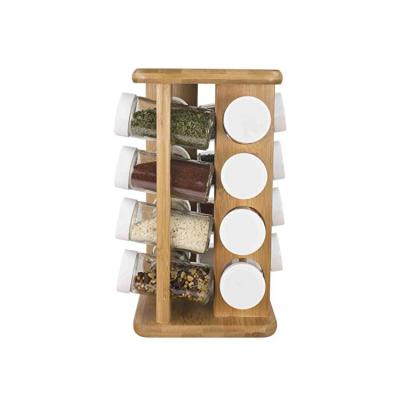 China 16 Piece Spice Storage Rack Bamboo Adjustable Organizer Viable Spice Storage Rack for sale