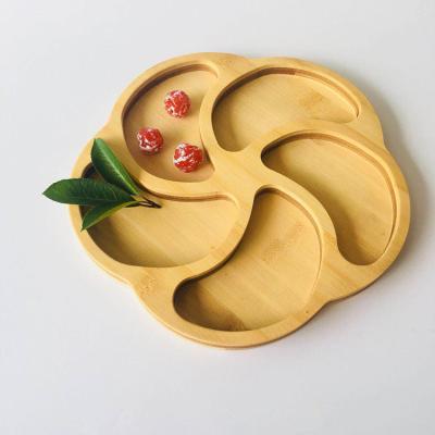 China Eco-friendly Wooden Cutlery Tray Breakfast Storage Plate Serving Tray Bamboo Bed for sale