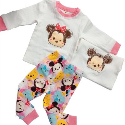 China Children's Autumn And Winter Newborn Cotton Girls Pajamas Breathable Long Sleeve Sets for sale