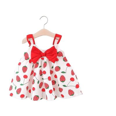 China New Arrival Breathable Summer Pierced Shoulder Straps Strawberry Children's Wear Girl Dress Full For Baby for sale