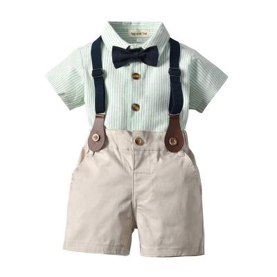 China Breathable Fashion Gentleman Bow Tie Baby Clothes Set Newborn 2 Piece Set For Kids for sale