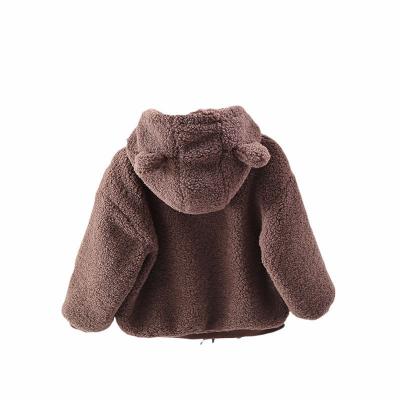 China Winter Cotton Bear Children Hooded Ditch Coat Anti-pilling High Quality Fashion Long Sleeve Jacket for sale