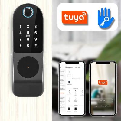 China Home Hotel Apartments Office Tuya Wifi Smart Life APP Control Electric Rim Lock 13.56Mhz IC RFID Card Lock Remote Control Fingerprint Door Lock for sale