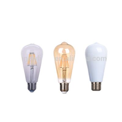 China warehouse st64 e27 220-240v 2700k led body filament milky amber clear lights for sale