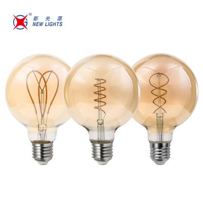 China 2021 Residential Warm Decorative 4W ST64 C35 G95 G125 LED Filament Decorative Flexible Spiral Light Bulb For Holiday Decoration for sale