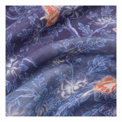 China Organic Stone Wash 100% Fabric Crepe Linen Fabrics Print Textile For Shirt Dress Garment for sale