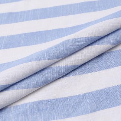 China Organic New Arrival Style Soft Striped Yarn Dyed Stock Woven Soft Linen Fabric For Garments for sale