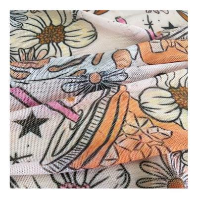 China PrintIing Summer Style Anti-Static Floral Custom Polyester Knitted Mesh Fabric For Garment for sale