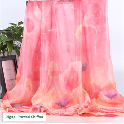 China Georgette Chiffon Fabric Factory Price Custom 100% Shrink-Resistant 75D Polyester Crepe Pearl Printed Chiffon Fabric for sale