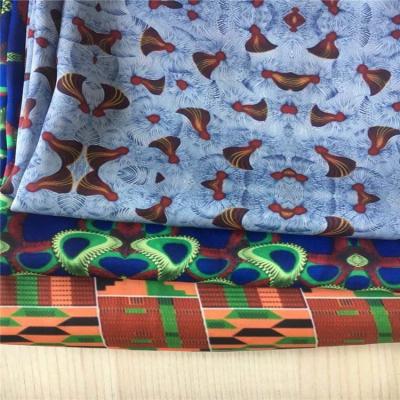 China Memory 97% polyester 3%spandex satin high quality colorful imitation silk digital printed fabric for clothes for sale