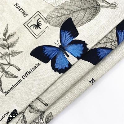 China CUSTOM digital butterfly printed by yard 97 cotton 3 spandex twill fabric anti static for women's dress for sale