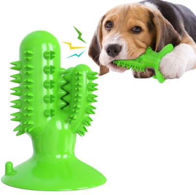 China Viable Stick Squeaking Voice Dog Toy Cactus Dog Chew Toothbrush Grinding Toy for sale