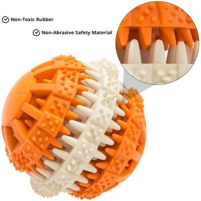 China Viable Dog Treat Ball Food Dispensing Toy Non-Toxic Tooth Cleaning Cute Dog Toy Dog Chewing Balls for sale