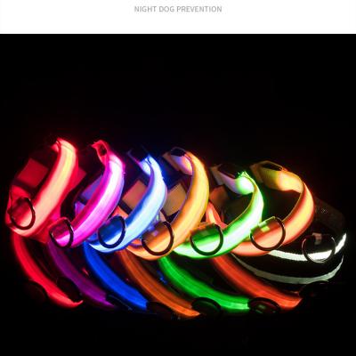 China Adjustable Pet Detachable Collar LED Flashing Light Rechargeable Battery Cable USB Dog Collar for sale