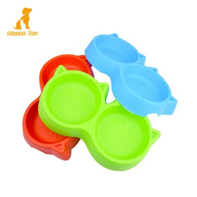 China Wholesale Cute Premium Plastic Dog Cat Pet Bowl Quality PP Cat Face Shape Pet Bowl Sustainable Pet Supplies for sale