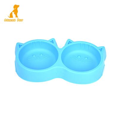 China Viable Wholesale Pet Supplies Premium Plastic Dog Cute Cat Pet Bowl Cat Face Shape Pet Bowl pp for sale