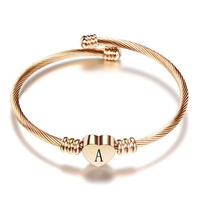 China High Quality Romantic Charm Bracelets Alphabet Stainless Steel Initial Bracelets For Women for sale