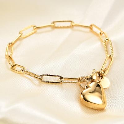 China CLASSIC CLASSIC Design Niche Girl Stats Heart Is Women Stainless Steel Charm Round Chill And Peach Heart Pendant Bracelet For Girlfriend for sale