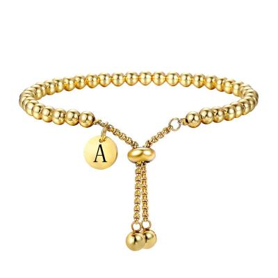 China Romantic Romantic 18K Gold Plated Stainless Steel Bracelets Bangles With Alphabet Letter Initial Fashion Charm Bracelets For Women for sale