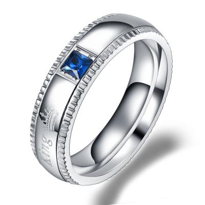 China Wholesale Fashion Jewelry Romantic Stainless Her Queen Her King Zircon Couple Ring for sale