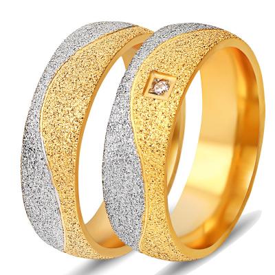 China Romantic Romantic 18K Gold Plated Titanium Steel Ring Stainless Steel Inlaid CZ Crystal Zircon Valentine's Day Gift Engagement Ring for sale