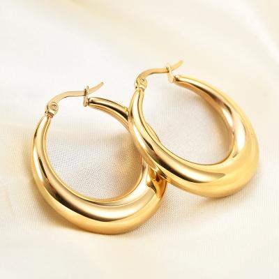 China CIS CLASSIC CLASSIC style fashion stainless steel 18K gold single earrings for women c-shaped circle earrings jewelry wholesale for sale