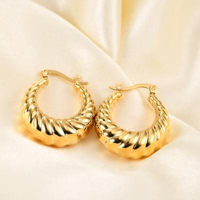 China Fashion Female Women's Stainless Steel Stud Earrings Wholesale CLASSIC Circle Jewelry Titanium Steel Body Shrimp Earrings for sale