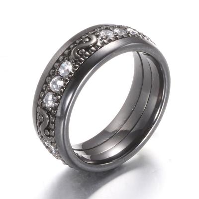 China New Coming Products 8mm White&Black Ceramic Zircon Engagement Rings Ceramic Jewelry Ring Wholesale for sale