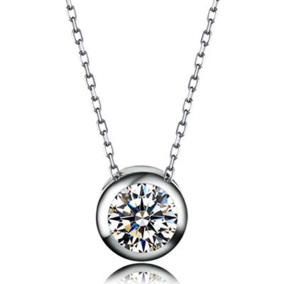 China CLASSIC CLASSIC Wholesale Platinum Plated 925 Sterling Silver Single Stone Pendant Necklace for sale