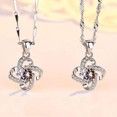 China Ladies CLASSIC CLASSIC Crystal Jewelry 925 Sterling Silver Flowers Pendant Necklace from factory price for sale