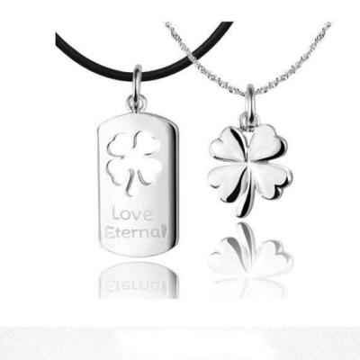 China Good Quality CLASSIC CLASSIC 925 Sterling Silver Four Leaf Clover Couple Necklace Pendant Design for sale