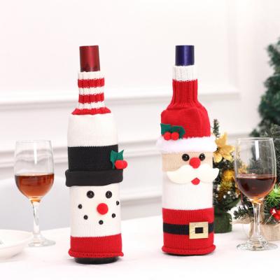 China European Hot Selling Champagne Knitted Wine Bottle Bags Creative Christmas Table Decoration for sale