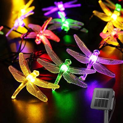 China Solar Powered Waterproof Outdoor Dragonfly Decoration String Night Light for sale