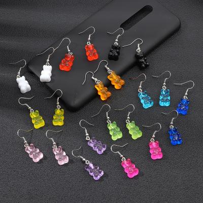 China New Fashion Earrings Personality Jelly Series Multicolor Bear Drop Cute Creative Earrings for sale