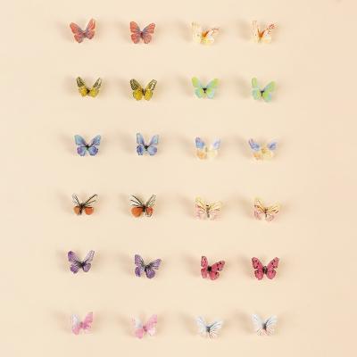 China TRENDY Popular Women Jewelry 12 Pairs Beautiful Butterfly Acrylic Colorful Stud Earrings Stud Earring Set for sale