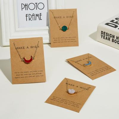 China TRENDY Sun Moon Necklace Set Natural Stone Resin Friendship Necklace Message Card Gift Voucher For Best Friend Girlfriends for sale