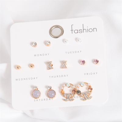 China Female romantic multi creative fashion earrings combination element direct selling retro stud earrings set for sale