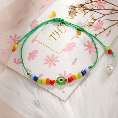 China Religious Colorful Devil Eye Beaded Bracelets Handmade Braided Rope Good Luck Amulet Adjustable Bracelet for sale