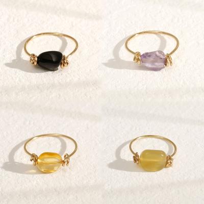 China FASHIONABLE Natural Napkin Ring For Christmas Jewelry Gift Rose Quartz Fresh Pearl Handmade Black Agate Crystal Amethyst Stone Rings Healing for sale