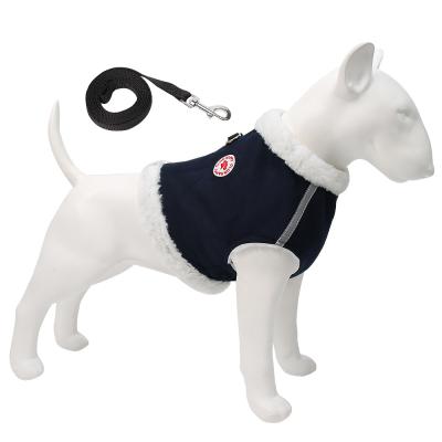 China New Pet Equipment Plush Clothing Dog Harness Winter Customized Soft Back Soft Warm Strap Luxury Plush Chest for sale