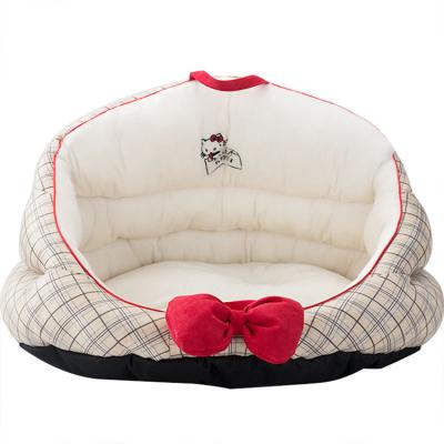 China Terry Lounger Cushion Pet Cat Dog Viable Sleeping Bed Warm House Low Fiber Filled Soft Nest for sale