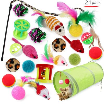 China 21 Viable Riddle Stick Aisle Cat Toy Sets Plush Mouse Cat Pet Pieces for sale