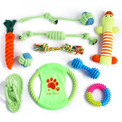 China Large and Medium Dog Toy Set Of Pet Cotton Rope Golden Retriever Stocked Toy Set Molar Bite Resistant 10 Pieces for sale